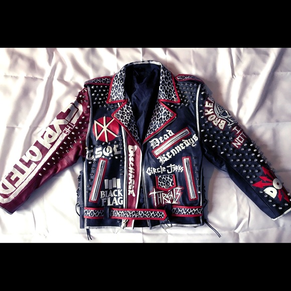 Other - Real Leather Punk Battle Jacket Hand Painted NEW